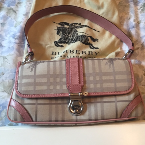 Burberry Handbags - Burberry Authentic Bag w pink leather trim
